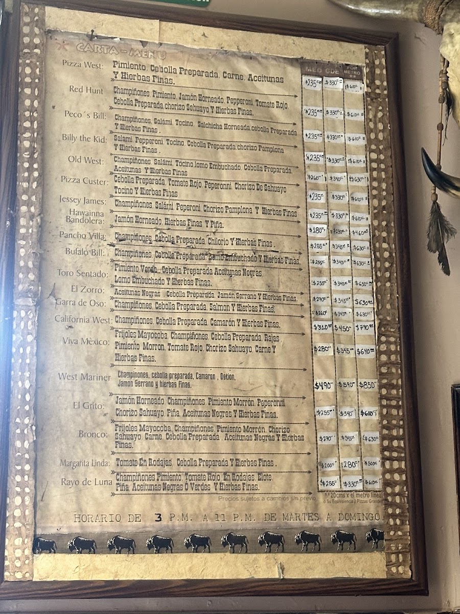 Pizza West Menu - Image 1